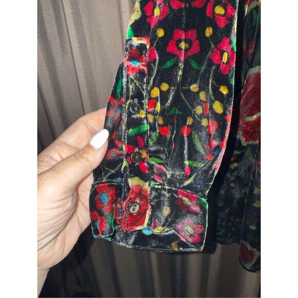 Johnny Was Velvet & Silk Floral Button Up Tunic sz XL NWOT - Picture 7 of 9
